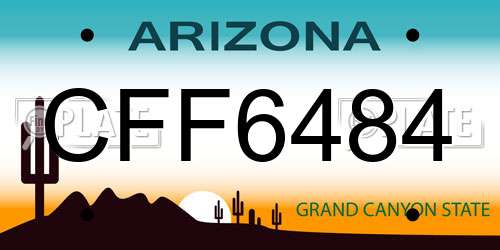 CFF6484 Arizona License Plate