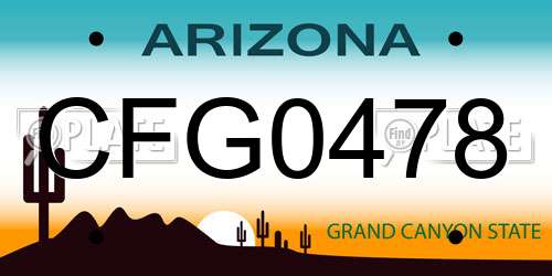 CFG0478 Arizona License Plate