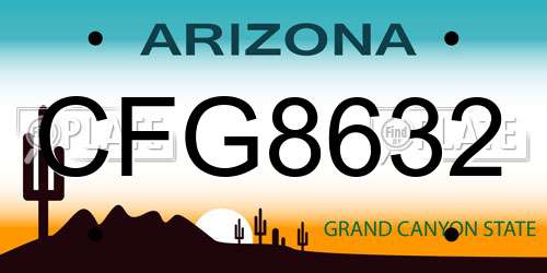 CFG8632 Arizona License Plate