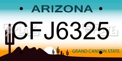 CFJ6325 Arizona License Plate