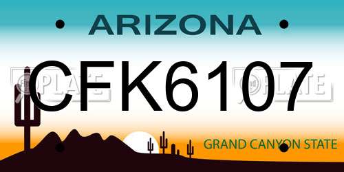 CFK6107 Arizona License Plate