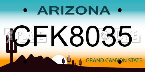 CFK8035 Arizona License Plate