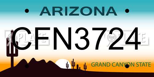 CFN3724 Arizona License Plate