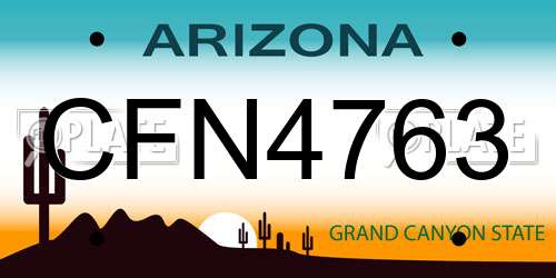 CFN4763 Arizona License Plate