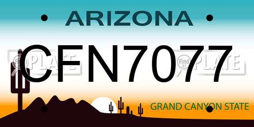 CFN7077 Arizona License Plate