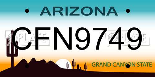 CFN9749 Arizona License Plate