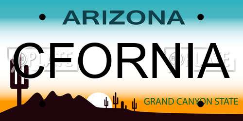 CFORNIA Arizona License Plate