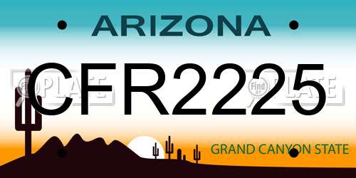 CFR2225 Arizona License Plate