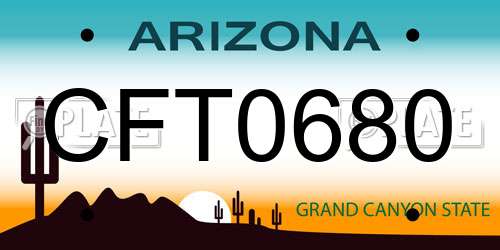 CFT0680 Arizona License Plate
