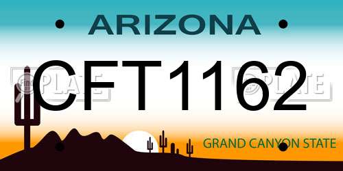 CFT1162 Arizona License Plate