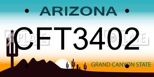 CFT3402 Arizona License Plate