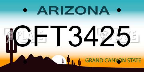 CFT3425 Arizona License Plate