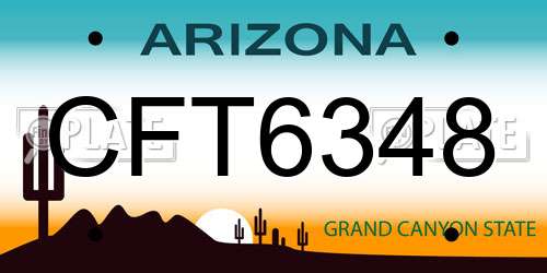 CFT6348 Arizona License Plate