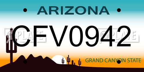CFV0942 Arizona License Plate