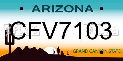 CFV7103 Arizona License Plate