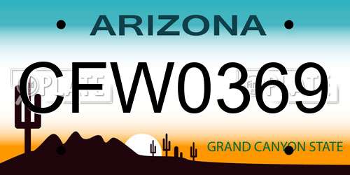 CFW0369 Arizona License Plate
