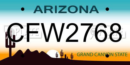 CFW2768 Arizona License Plate