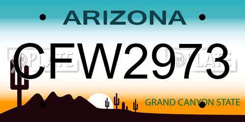 CFW2973 Arizona License Plate