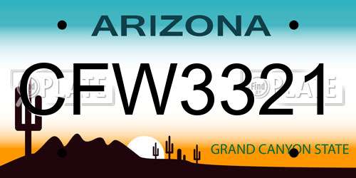 CFW3321 Arizona License Plate