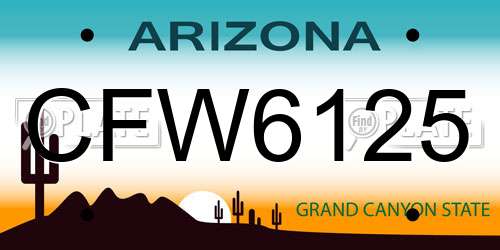 CFW6125 Arizona License Plate