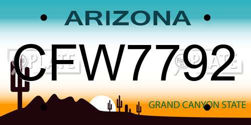 CFW7792 Arizona License Plate