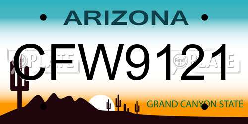 CFW9121 Arizona License Plate