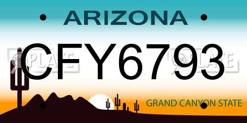 CFY6793 Arizona License Plate