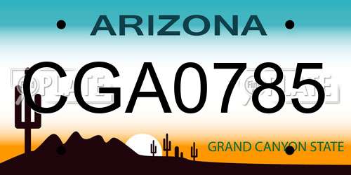 CGA0785 Arizona License Plate