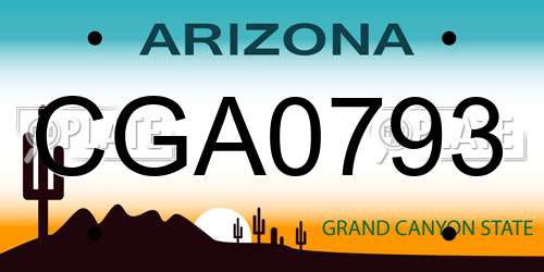 CGA0793 Arizona License Plate