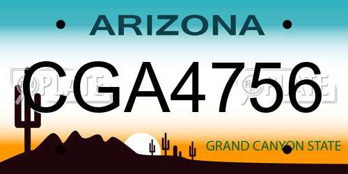 CGA4756 Arizona License Plate