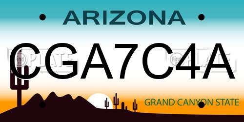 CGA7C4A Arizona License Plate