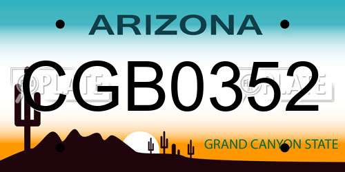 CGB0352 Arizona License Plate
