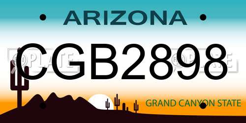 CGB2898 Arizona License Plate