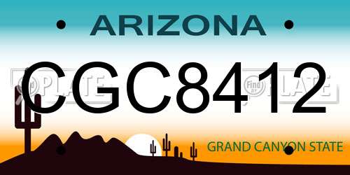 CGC8412 Arizona License Plate