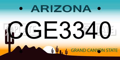 CGE3340 Arizona License Plate