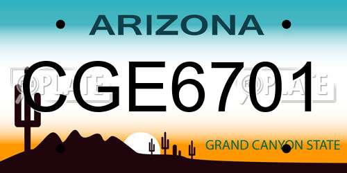 CGE6701 Arizona License Plate
