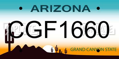 CGF1660 Arizona License Plate