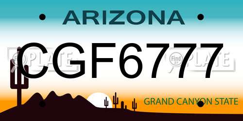 CGF6777 Arizona License Plate