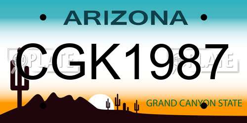 CGK1987 Arizona License Plate