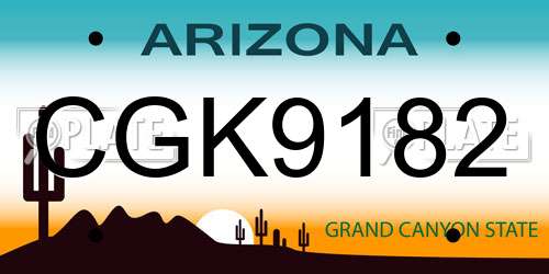 CGK9182 Arizona License Plate