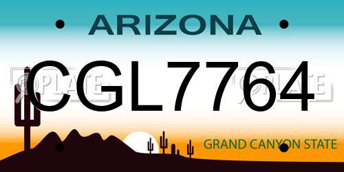 CGL7764 Arizona License Plate