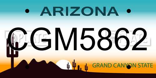 CGM5862 Arizona License Plate