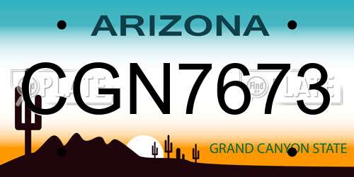 CGN7673 Arizona License Plate