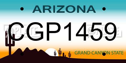 CGP1459 Arizona License Plate