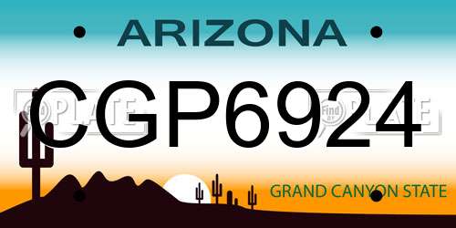 CGP6924 Arizona License Plate
