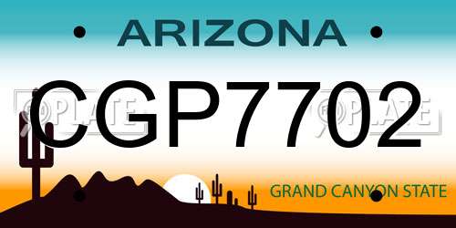 CGP7702 Arizona License Plate