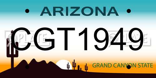 CGT1949 Arizona License Plate
