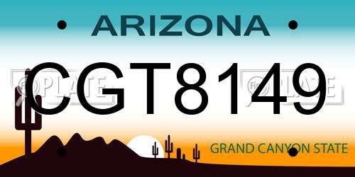 CGT8149 Arizona License Plate