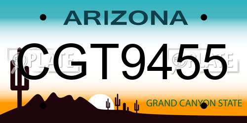 CGT9455 Arizona License Plate