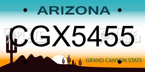 CGX5455 Arizona License Plate